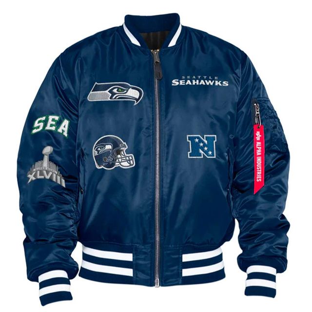 Seattle Seahawks x Alpha Industries MA-1 New Era Navy Reversible