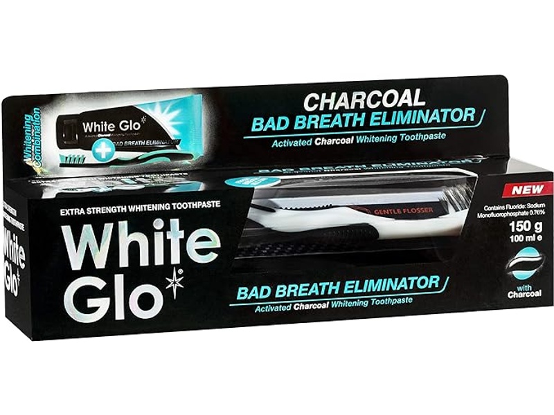 White glo toothpaste bad breath eliminator charocal 150mg