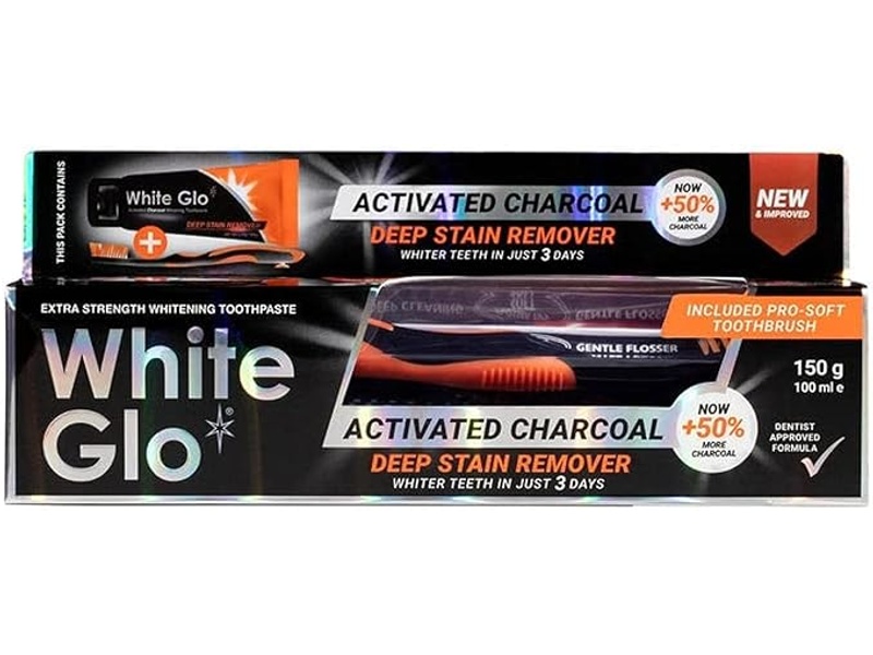 White glo toothpaste deep stain remover charocal 150mg