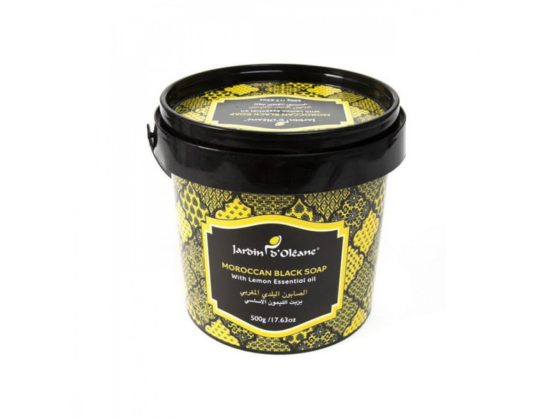 Jardin oleane moroccan black soap 500 gm with essential oil of lemon