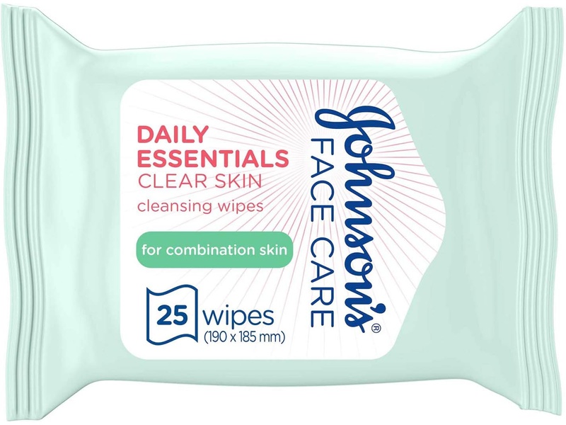 Johnsons daily essentials clear skin wipes 25 pack combination skin (new)