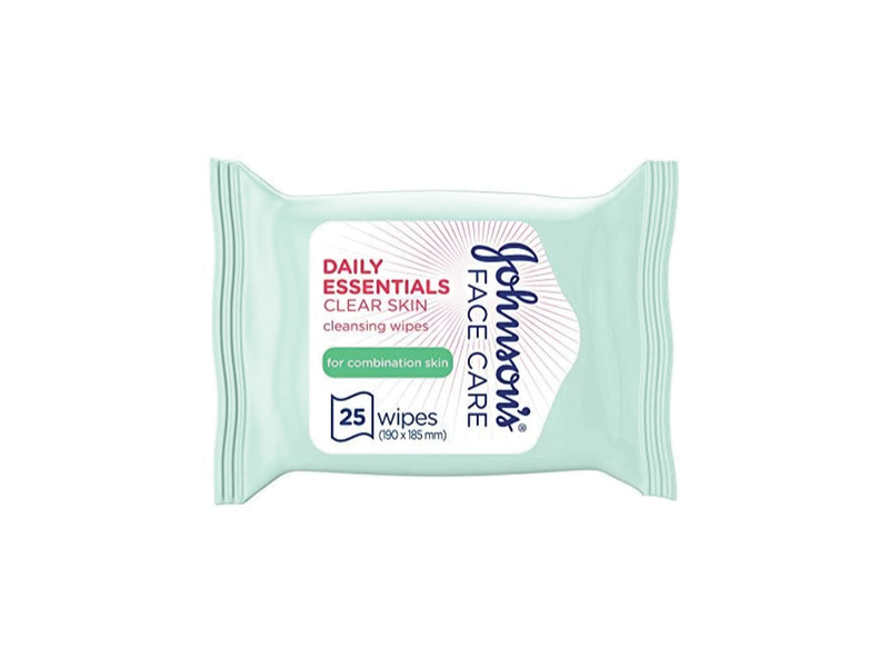 Johnsons daily essentials clear skin wipes 25 pack combination skin (new)