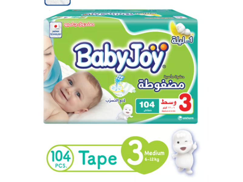 BABYJOY DIAPERS NO3 MEDIUM BOX 104 PADS