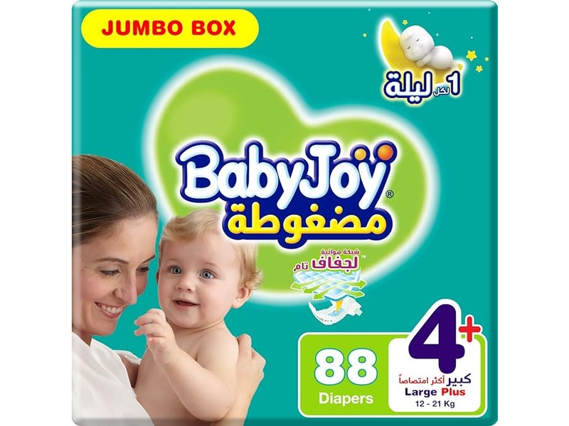 BABYJOY DIAPERS NO4+ LARGE PLUS BOX 88 PADS