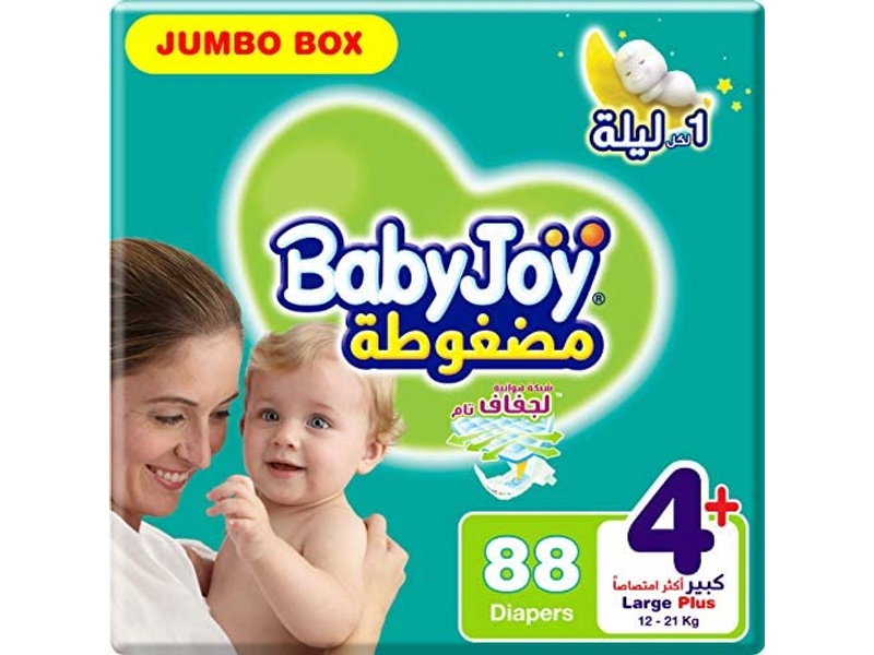 BABYJOY DIAPERS NO4+ LARGE PLUS BOX 88 PADS