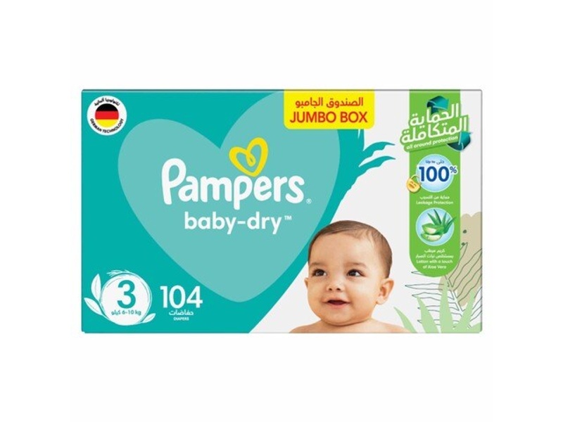 PAMPERS DIAPERS NO3 JUMPO BOX 104 PADS