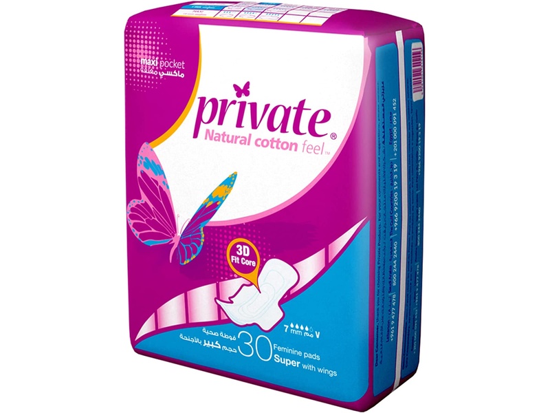 Private super maxi pocket 30 pads