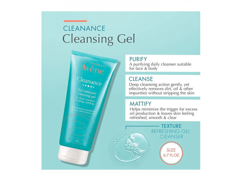 Avene cleanance cleansing gel soap free face & body 200ml