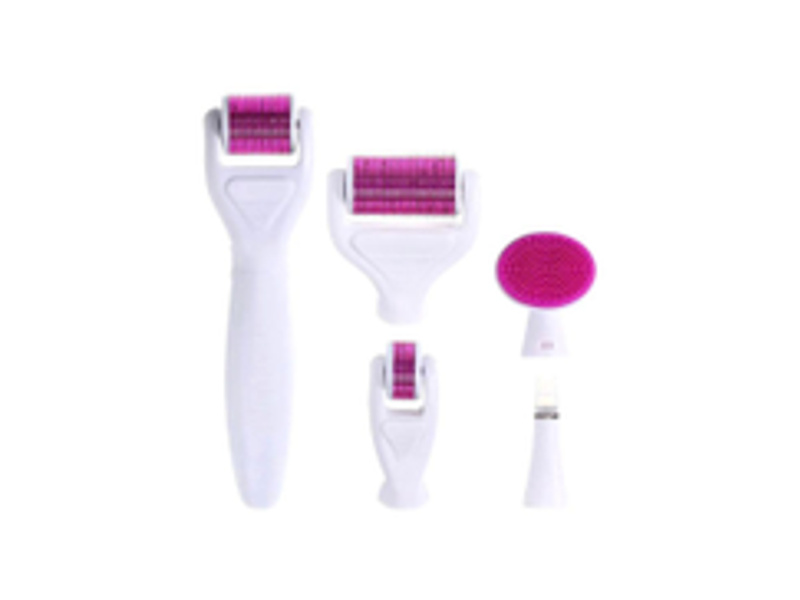 Derma roller 6in1 anti aging derma roller system kit pink and white