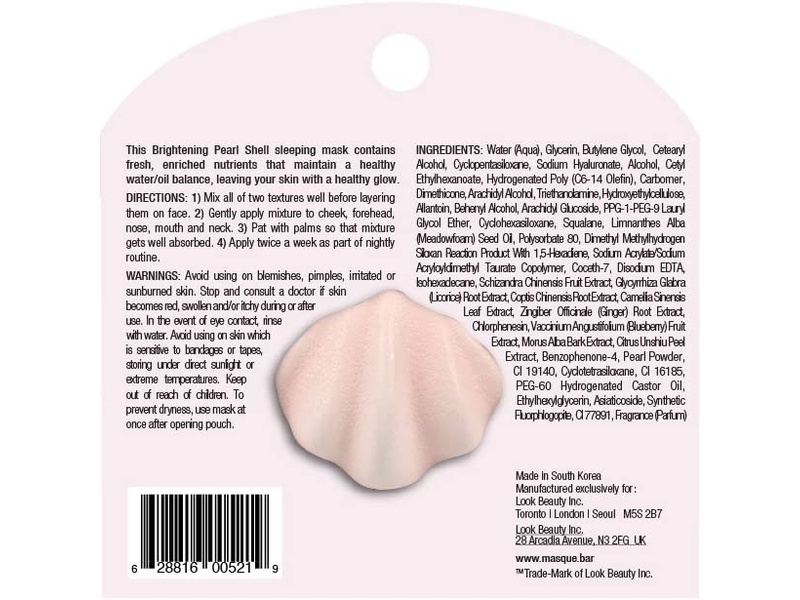 Masque bar in.gredients brand brightening pearl shell sleeping mask