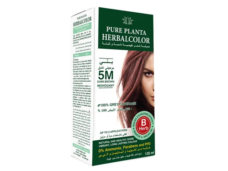 Pure planta permanent herbal hair colour 5m dark brown 135ml 