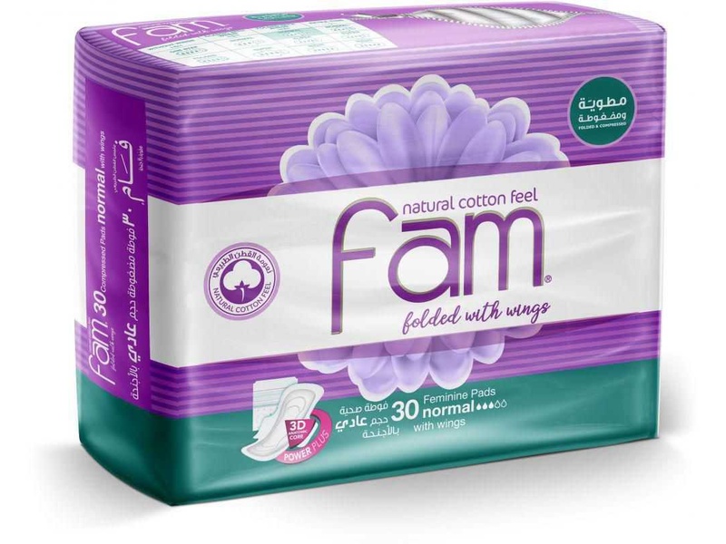 Fam sanitary napkins trifold normal 30 pads