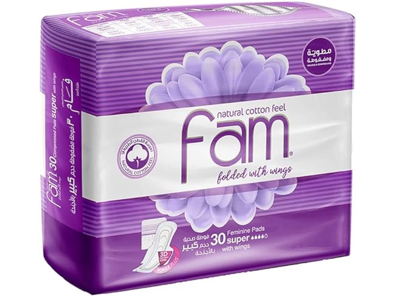 Fam women napkins folded & compressed super with wings 30 pads