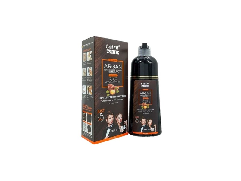 Laser white hair color shampoo argan oil dark brown 420ml