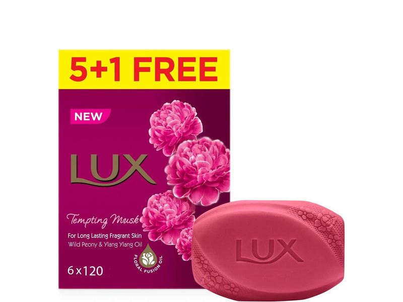 Lux soap bar tempting musk 120gm (5+1)