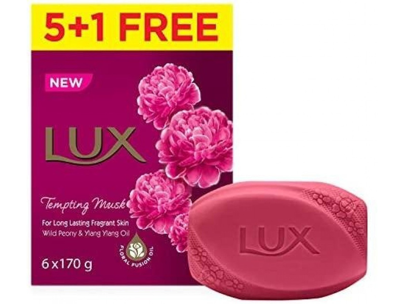 Lux soap bar tempting musk 170gm (5+1)