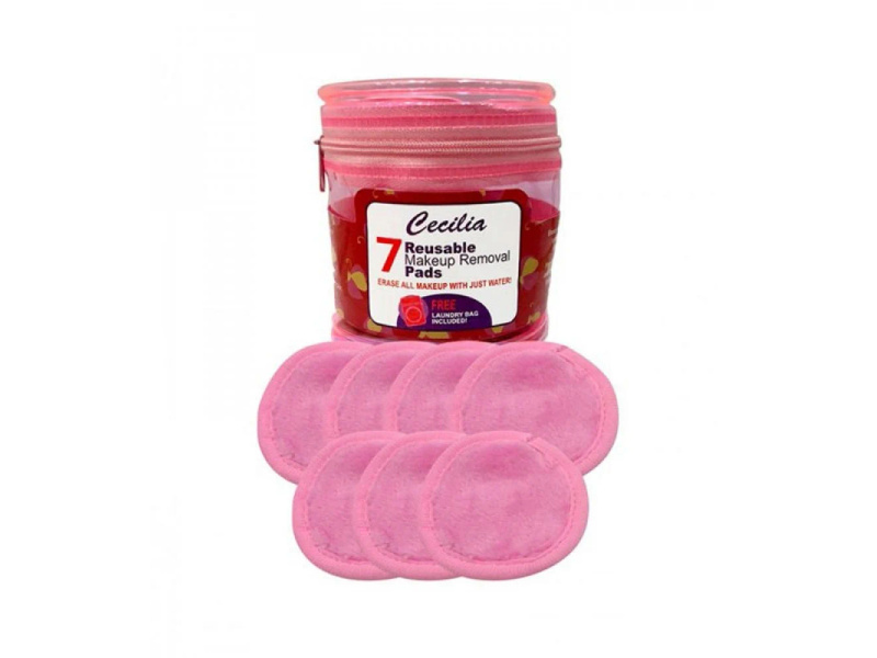 CECILIA 7 REUSABLE MAKEUP REMOVAL PADS-7 PINK