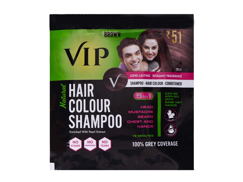 VIP HAIR COLOUR SHAMPOO 5IN1 BROWN 20ML