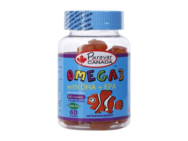 PUREVER CANADA OMEGA-3 WITH DHA+EPA KIDS 60 GUMMIES