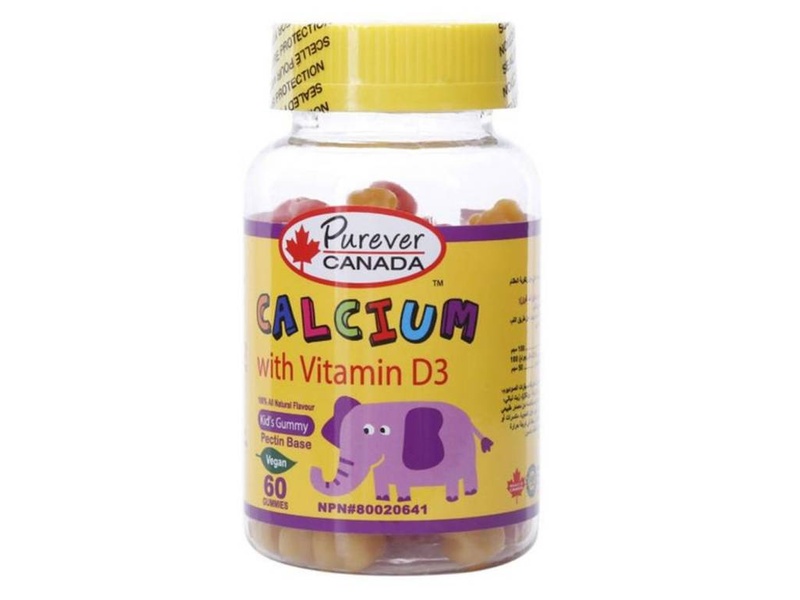 PUREVER CANADA CALCIUM WITH VITAMIN D3 60 GUMMIES