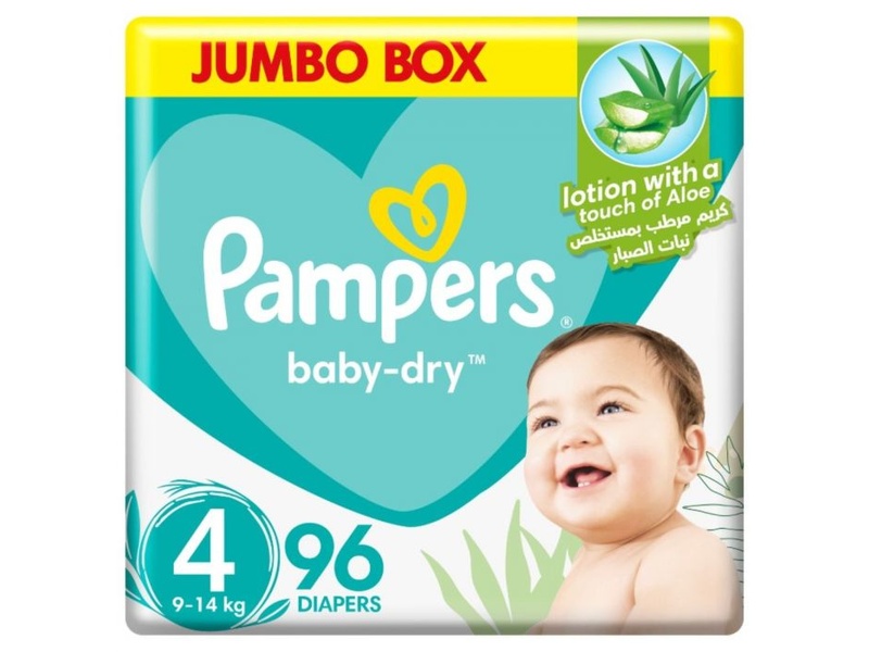 PAMPERS DIAPERS NO4 JUMPO BOX 96 PADS