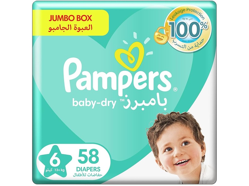 PAMPERS DIAPERS NO6 JUMPO BOX 58 PADS