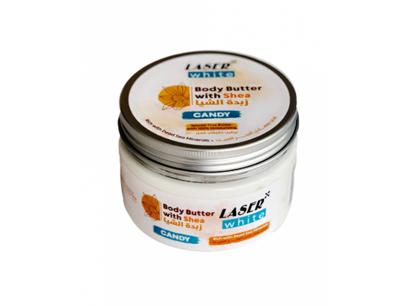 LASER WHITE BODY BUTTER SHEA CANDY 250ML