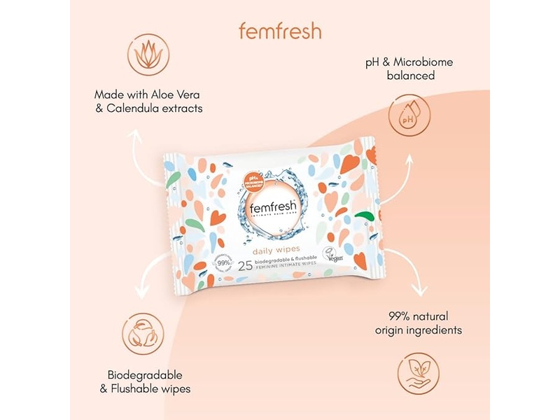 FEM FRESH FEMININE INTIMATE WIPES DAILY 25 WIPES^