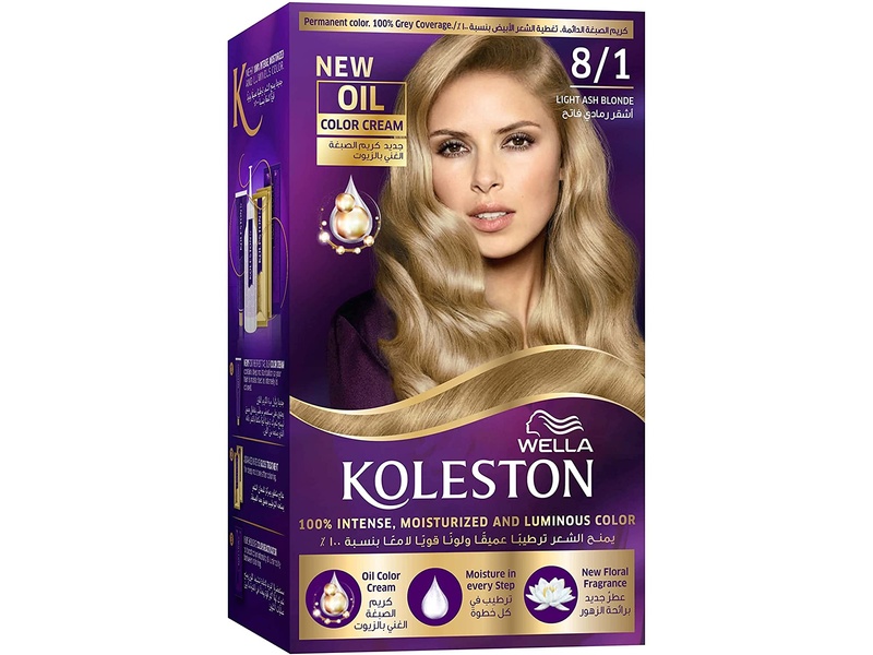 Koleston kit hair color light ash blonde 8/1