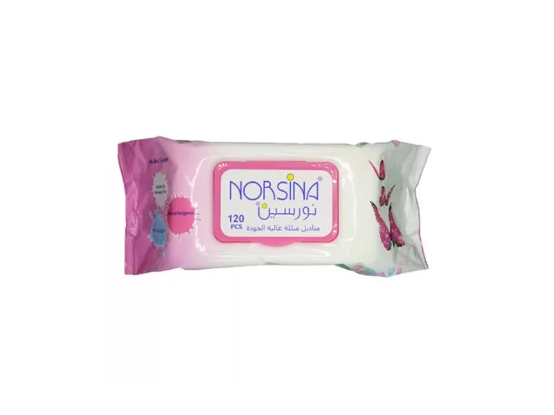 NORSINA PINK BUTTERFLY WET WIPES 120 PCS