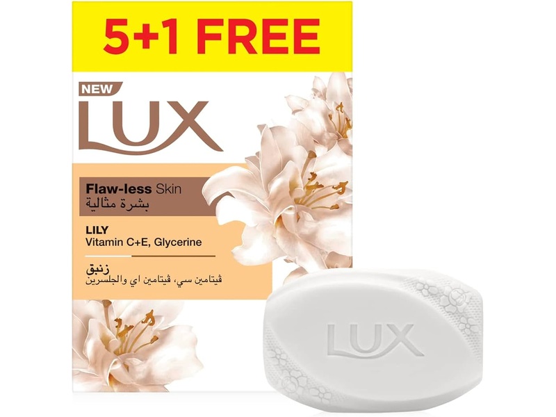 LUX SOAP BAR 170GM LILY FLAW LESS (5+1)