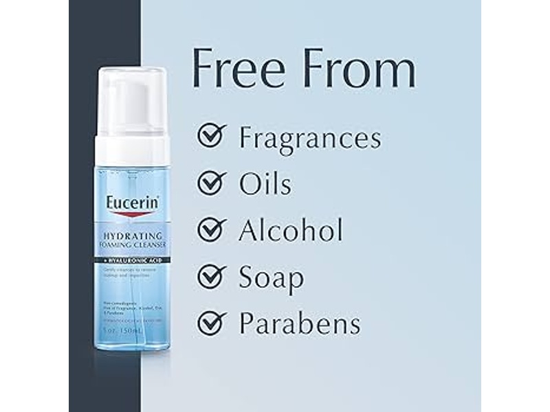 eucerin HYDRATING FOAMING CLEANSER + HYALURONIC ACID, 5 OZ (150 ML)