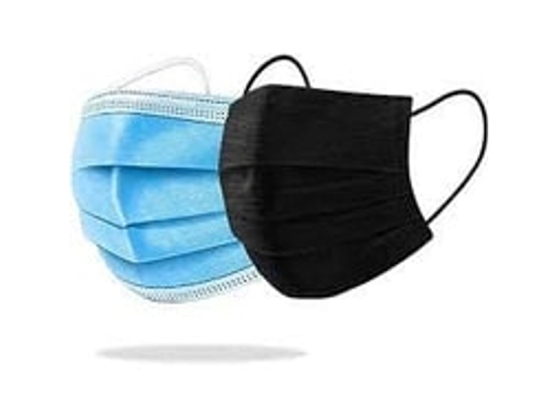 FACE MASKS 3 LAYERS (BLUE & BLACK) 50PCS