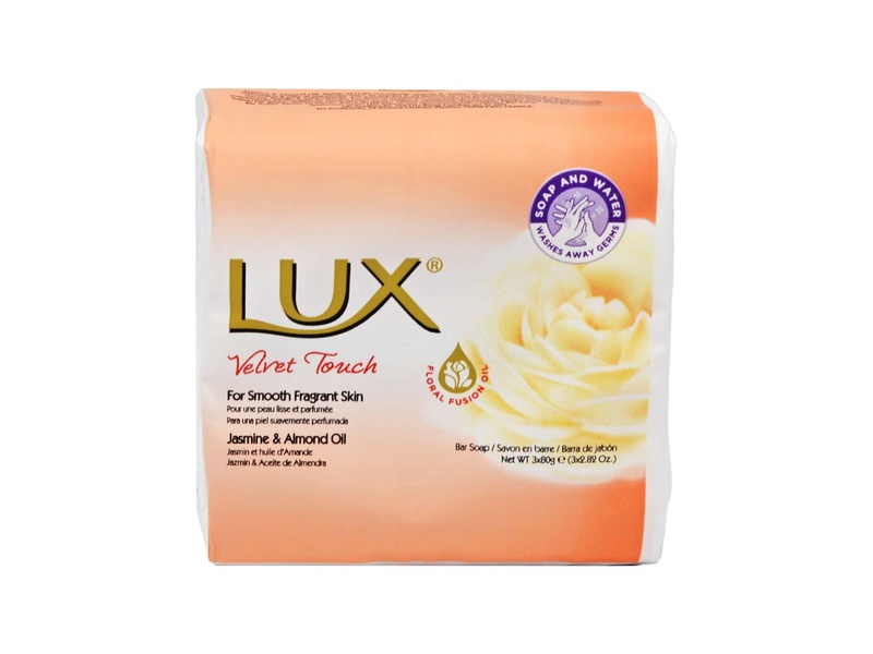 LUX VELVET TOUCH BAR SOAP JASMINE & ALMOND OIL (80GMX3PACK)