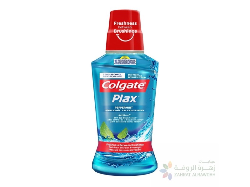 COLGATE MOUTH RINSE 250ML PLAX COOL MINT BLUE^