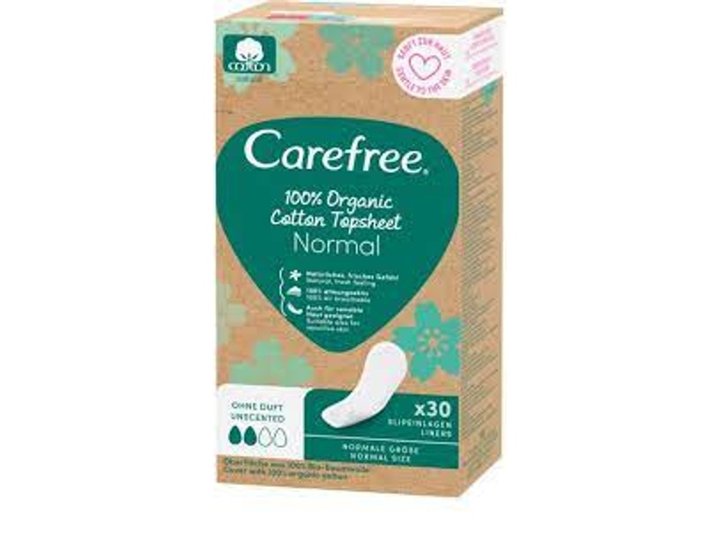 CAREFREE 100% ORGANIC COTTON TOPSHEET NORMAL UNSCENTED 30PACK