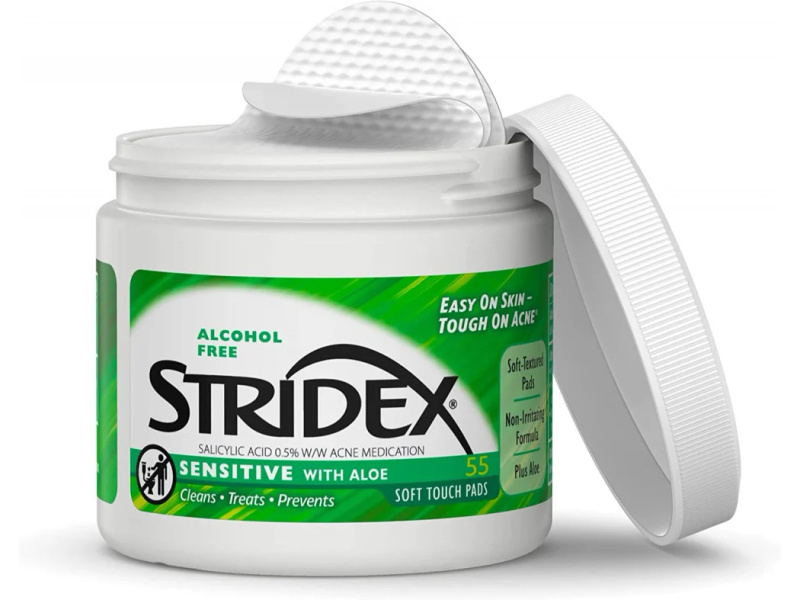 STRIDEX SENSITIVE WITH ALOE ALCOHOL PADS 55CT