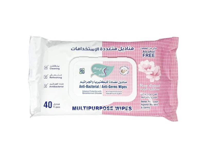 AL ARAYES MULTIPURPOSE WIPES ROSE ANTI-BACTERIAL