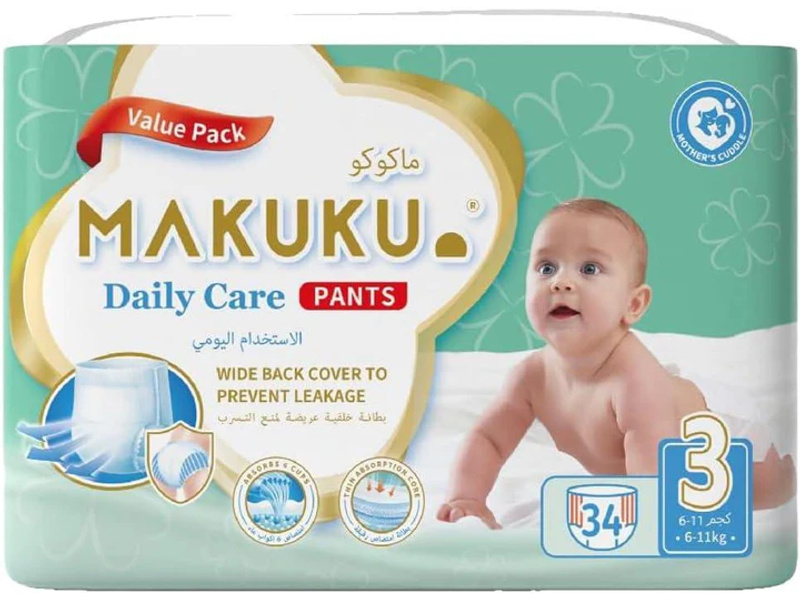 MAKUKU DIAPERS DAILY CARE PANT NO.3 (8*34)