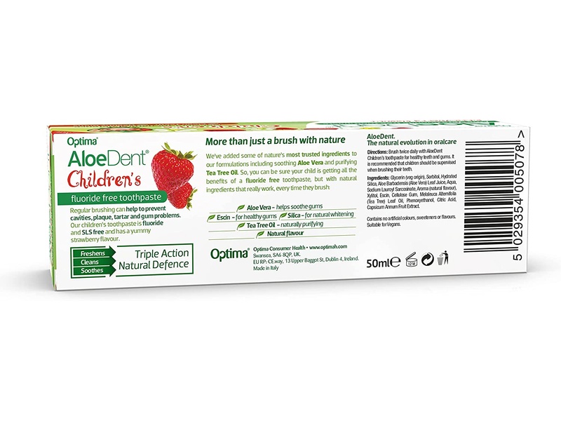 Aloedent fluoride free strawberry child toothpaste 50g