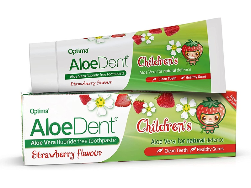 Aloedent fluoride free strawberry child toothpaste 50g