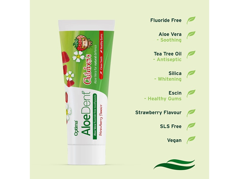 Aloedent fluoride free strawberry child toothpaste 50g