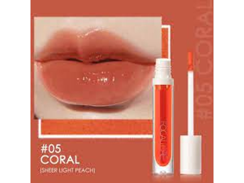 FOCALLURE LIP GLOW 05 CORAL FA 153 SHINE LIP GLOSS