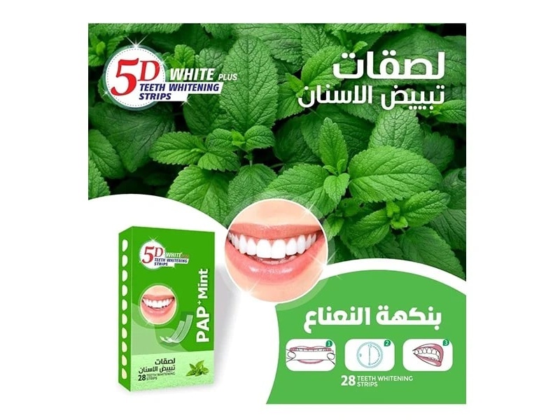 5D WHITE PLUS TEETH WHITENING 28 STRIPS(PAP+ MINT)