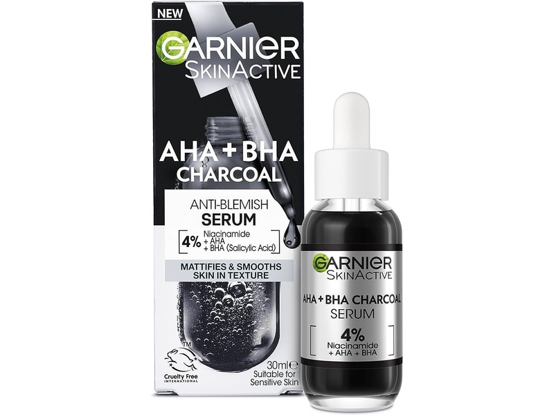 GARNIER AHA+BHA CHARCOAL ANTI-BLEMISH SERUM 30ML