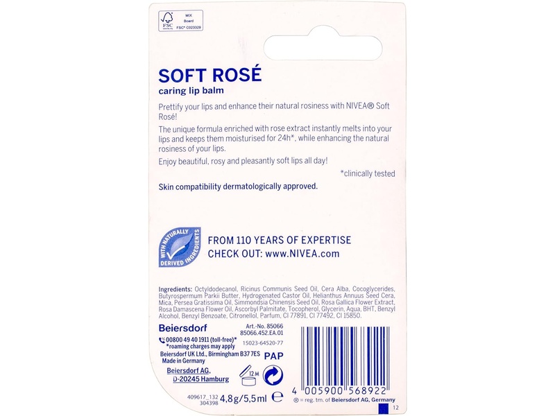 NIVEA LIP STICK SOFT ROSE 5.5ML