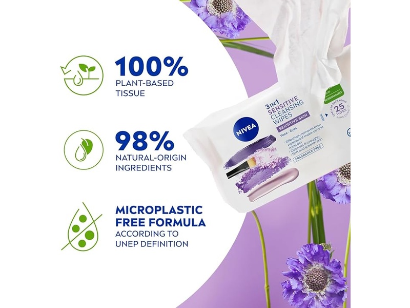 NIVEA BIODEGRADABLE CLEANSING WIPES SENSITIVE SKIN 25PCS