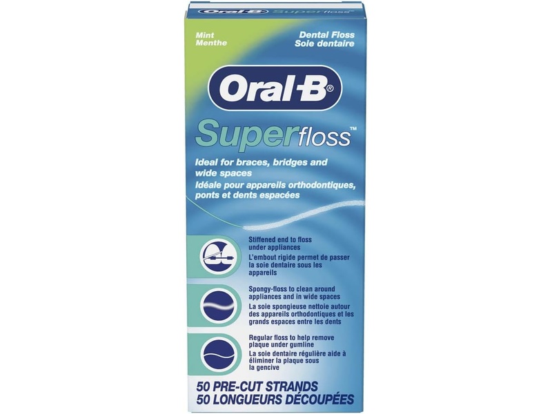 ORAL-B SUPERFLOSS DENTAL FLOSS 50-PRE CUT STRANDS