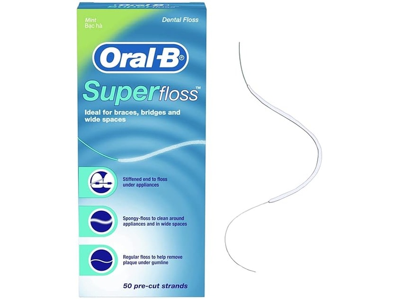 ORAL-B SUPERFLOSS DENTAL FLOSS 50-PRE CUT STRANDS