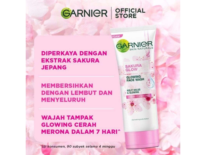 GARNIER SAKURA GLOW GLOWING FACE WASH 100ML